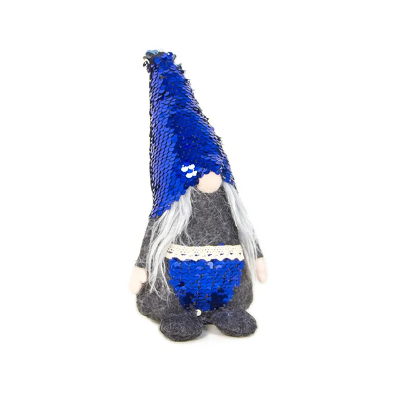 Swedish Christmas Santa Nordic Elf Plush Gnome Doll Figurine Ornament Sequins Hat Pocket Home Holiday Decorations - Цвет: C