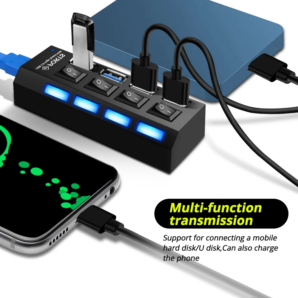 ANKNDO usb-хаб 3,0 Мульти USB Hab высокоскоростной разветвитель 4 порта USB расширитель адаптер для принтера наушников ПК Компьютерные аксессуары