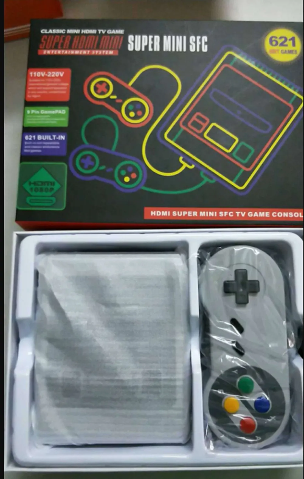Мини игровая консоль SUPER HDMI HD красная и белая машина Двойная Встроенная 621 игр