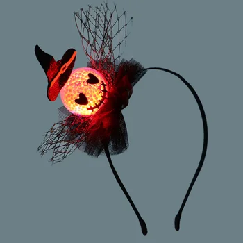 

3Pcs Halloween Hair Hoop Glow Hairpin Creative Hairband (Wizard+Devil+Pumpkin)