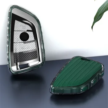 

TPU Carbon Fiber Car Key Case Key Cover Shell Protector for BMW X5 F15 X6 F16 G30 7 Series G11 X1 F48 F39 Keyless Car Styling