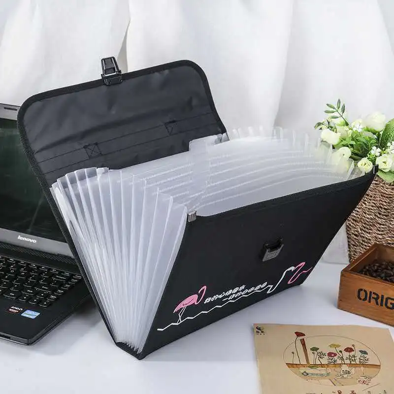 Eat Whale of Fabric 13 Lattice Hand File Holder A4 Multilayer Folder Multi-functional Students Test Paper Clip Currently Availab