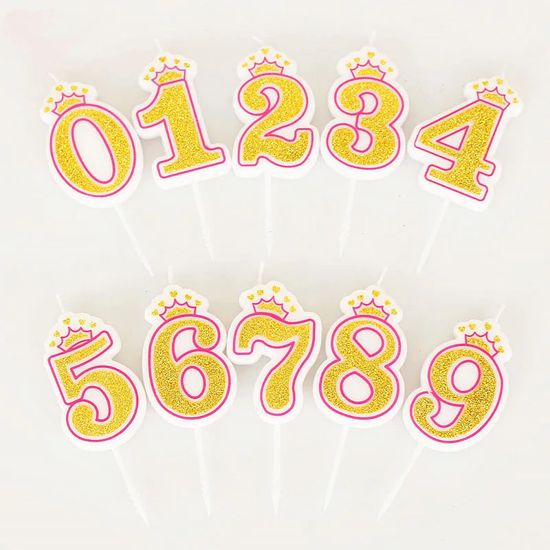 Creative Gold Pink/Blue Birthday Number Candles 0-9 for Kids Adult Girls Boys Birthday Party Candles Supplies Cake Decorations