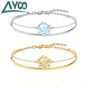 

AYOO High Quality SWA Spot New Claw Stone Blue Crystal Flower Bracelet