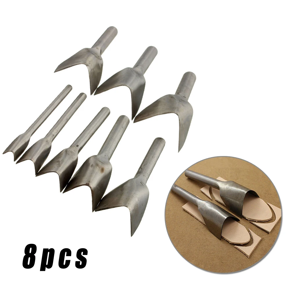 

8Pcs Leather Craft V-shaped Cutter Punch Strap Belt Wallet Hand Work Tools Set Leather Punch Tool Accessories