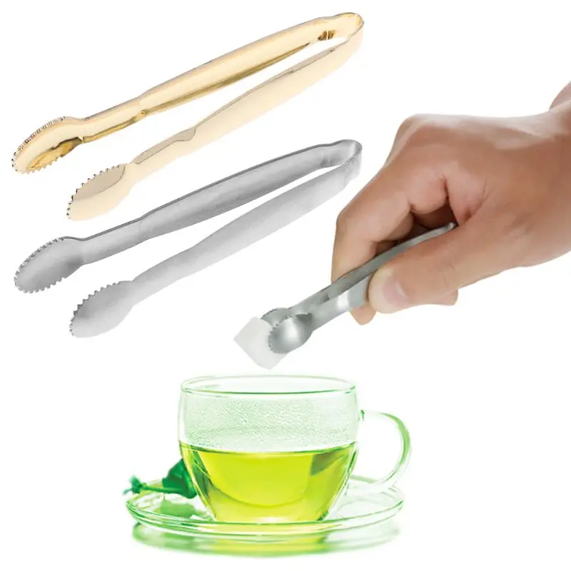 Stainless Steel Sugar Clamp Tongs Clip Ice Cube Coffee Bar Buffet Kitchen Tools 2 Colors Y1QB