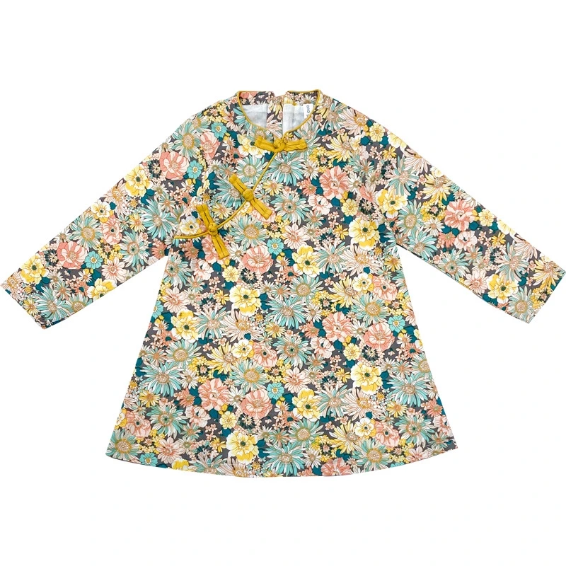 Новый осенний Детский комплект Платье Чонсам для девочек Стиль платье с