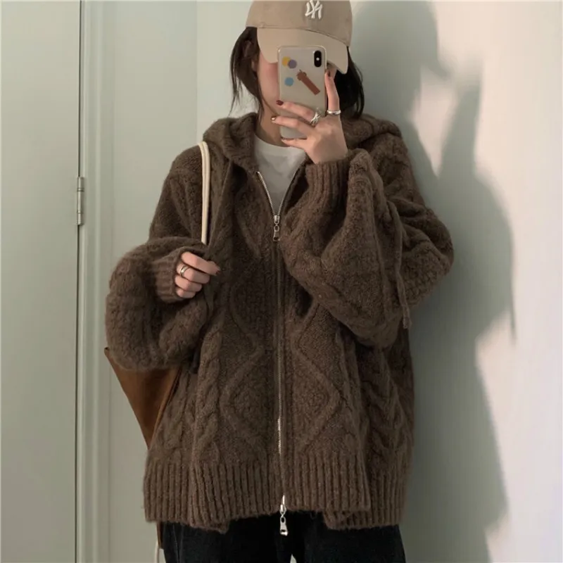 Womens Clothing Jumpers and knitwear Zipped sweaters Object Knitted Jumper With Zip Detail in Brown 