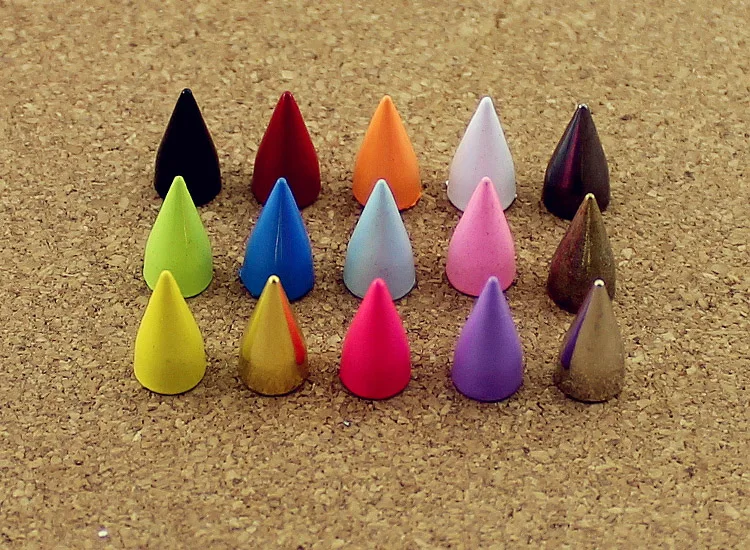 Description Picture 3 of item30sets 7*14mm Colored Studs And Spikes For Clothes DIY Handcraft Bullet Cone Garment Rivets For Leather Bag Shoes Tachuelas Ropa