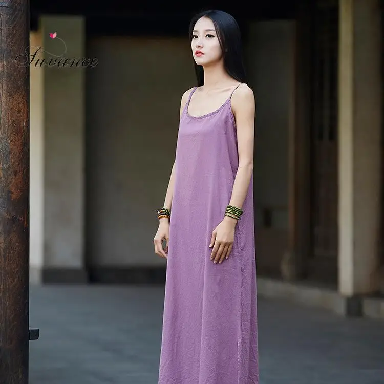 Suvance летнее Повседневное платье с О-образным вырезом на тонких бретелях