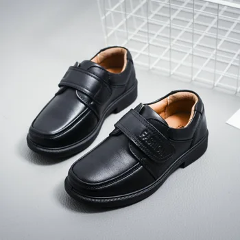 

2020 Students' Black Campus Leather Shoes Boys Genuine Leather Children's Performance Formal Wear British Uniform Shoes