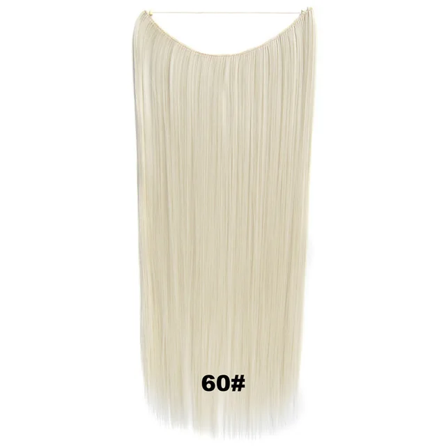 24inch 50grams 100grams Synthetic Hair Extension Gradual Color Brown Gray Blonde String Halo Hairpieces Extensions 100g-60