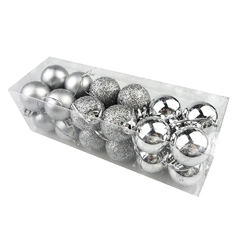 24PCS Sliver 24 шт./лот 30 мм Рождественская елка Декор шар-безделушка рождественские вечерние Висячие шар, украшение, декор для рождественские украшения для дома подарок - Цвет: 24PCS Sliver