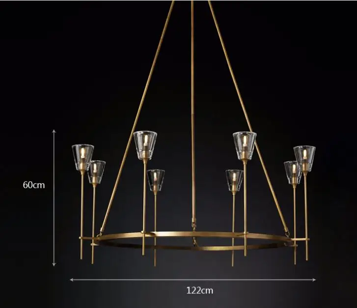 8 heads D120 X H60CM RH медь пост-Современная хрустальная люстра простая Роскошная гостиная столовая кабинет спальня вилла проект украшение люстра - Цвет корпуса: 8 heads D120 X H60CM