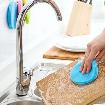 

Silicone Dish Washing Household Decontamination Non-stick Oil Cleaning Brush Cleaner Sponges Scouring Pads#25