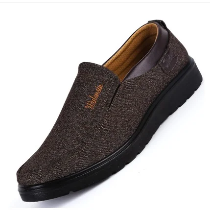 Китайская Тканевая обувь в стиле «Старый Пекин» Осенние повседневные мужские лоферы без шнуровки с круглым носком теплая обувь для широкой стопы 38-48, черный, серый, коричневый