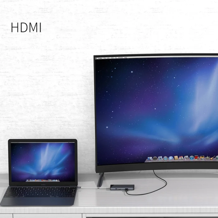 Многопортовое «7-в-1 концентратор Тип с разъемами типа C и USB3.0 4K HDMI устройство для чтения карт SD TF Ethernet-адаптер док-станция VDX99