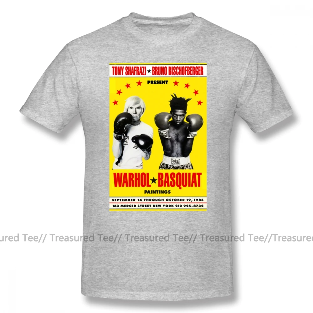 Basquiat футболка Basquiat Warhol Poster T-Shirt 5x футболка с коротким рукавом Хлопковая мужская забавная Футболка с принтом - Цвет: Gray