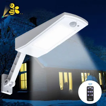 

1000LM Solar Light PIR Motion Sensor 66 LED Wall Lamp With Remote Control Waterproof Solar Powered Lamp for Outdoor Garden Yard