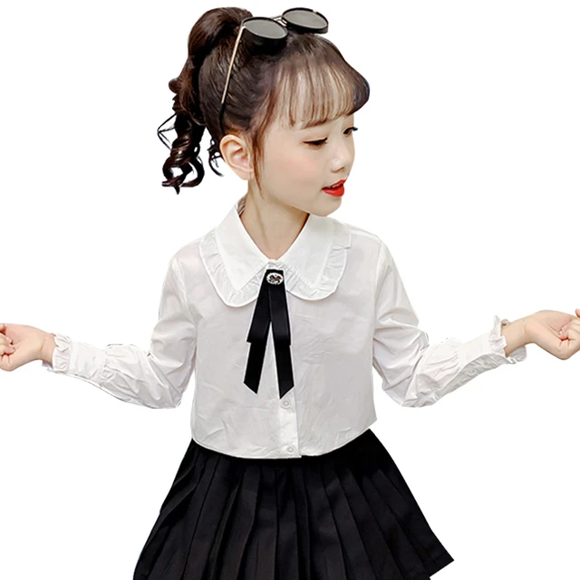 Blusa blanca para niña, blusa escolar para niña, ropa para niña, primavera y _ - AliExpress Mobile