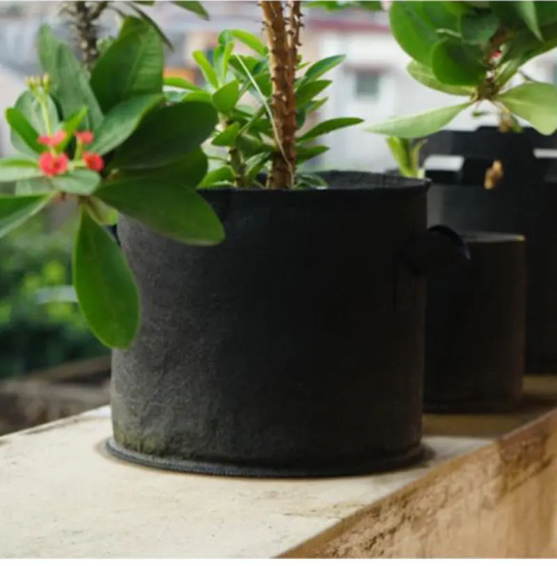 1/2/3 Gallon Garden Grow Bags 2 Handle Round Planting Bag Non-woven Fabric Flower Pots Grow Bag for Plants Vegetable Cultivation