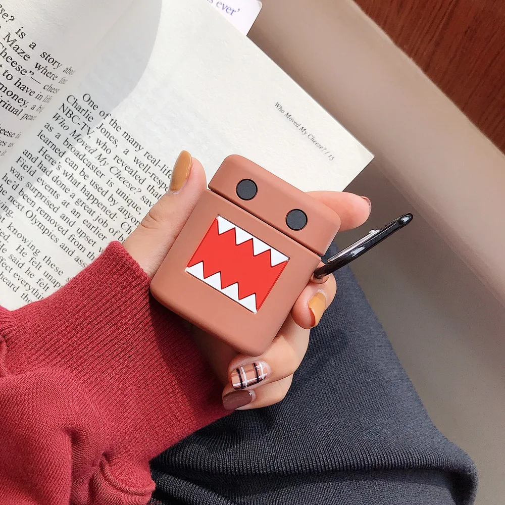 3D мультфильм Каваий Домо-кун Domokun аксессуары для наушников чехол для Apple Airpods 1/2 силиконовый защитный чехол для наушников с крючком - Цвет: Domokun