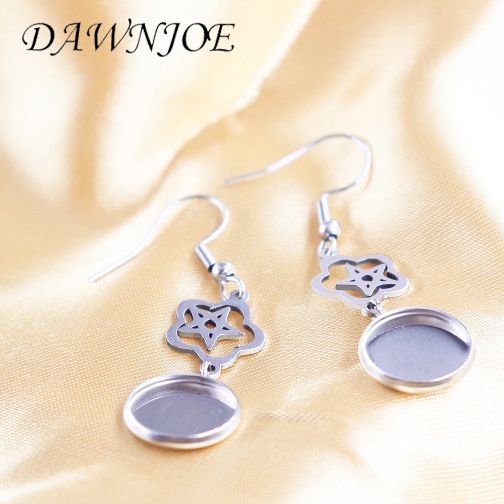 

10pcs/lot 12mm Star Stainless Steel Cabochon Blank Base tray DIY Jewelry Making Earrings Hooks cabochon Jewelry Findings