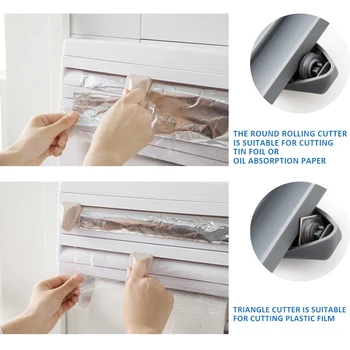 

4 in 1 Cling Film Holder Kitchen Roll Dispenser Cling Film Tin Foil Rack Wall Mounted Towel Holders Storage 39*10*24cm