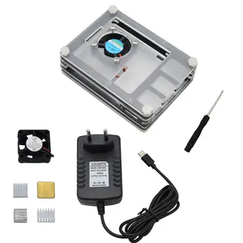 

1Set Acrylic Protective Case Enclosure for Raspberry Pi 4B Accessory US/EU Plug E65A