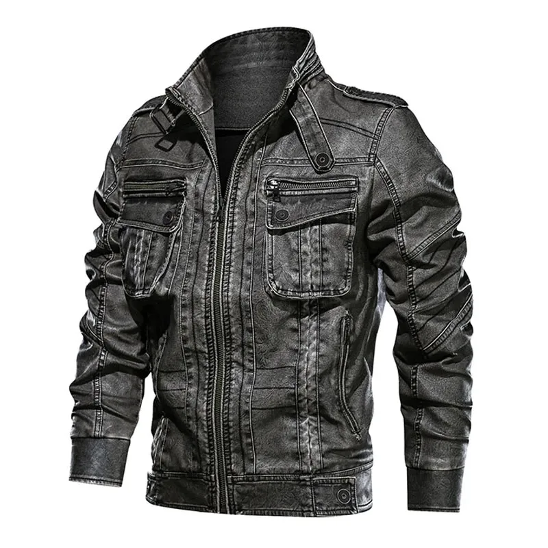Мужские кожаные куртки весна осень мужские винтажные Мотоциклетные Куртки из искусственной кожи модная куртка из искусственной кожи