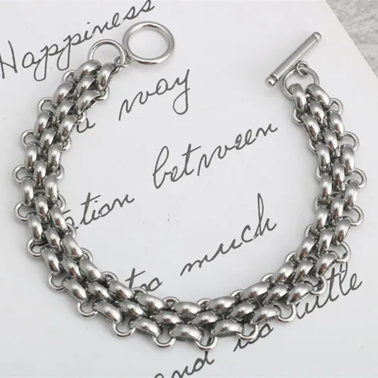 Модные часы из нержавеющей стали с пряжкой в стиле панк, хип-хоп, ручная работа, для мужчин и женщин, титановая сталь, браслет с пряжкой