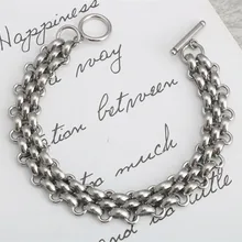 Модные часы из нержавеющей стали с пряжкой в стиле панк, хип-хоп, ручная работа, для мужчин и женщин, титановая сталь, браслет с пряжкой