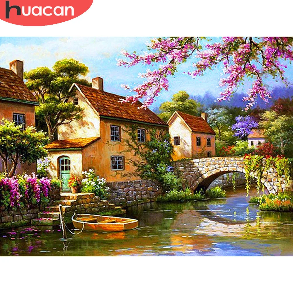 HUACAN Full Drill Square Diamond Painting 5D Landscape Sale Art Embroidery Home Decoration Gift | Дом и сад