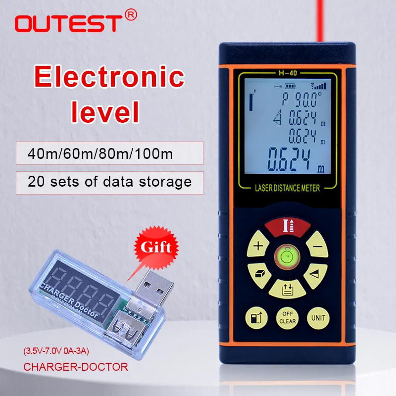OUTEST Trena Laser Range Finder Rangefinder Laser Distance Meter 40M 60M 80M 100M Medidor Laser Ruler Roulette Tester Tool