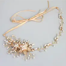 Головной убор невесты волос Декоративная гирлянда лента Hairwear ювелирные изделия обруч ручной работы кристалл жемчуг Hairband TS129