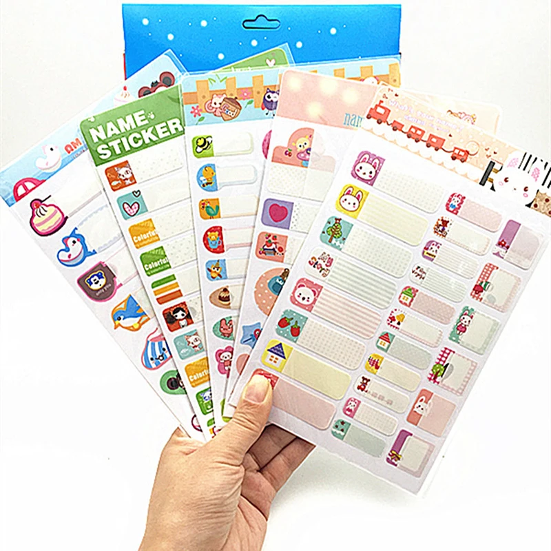 

Random 5PCS/pack Lovely Meno Tags Sticker For DIY Children Bottle Computer Name Labels Supplies