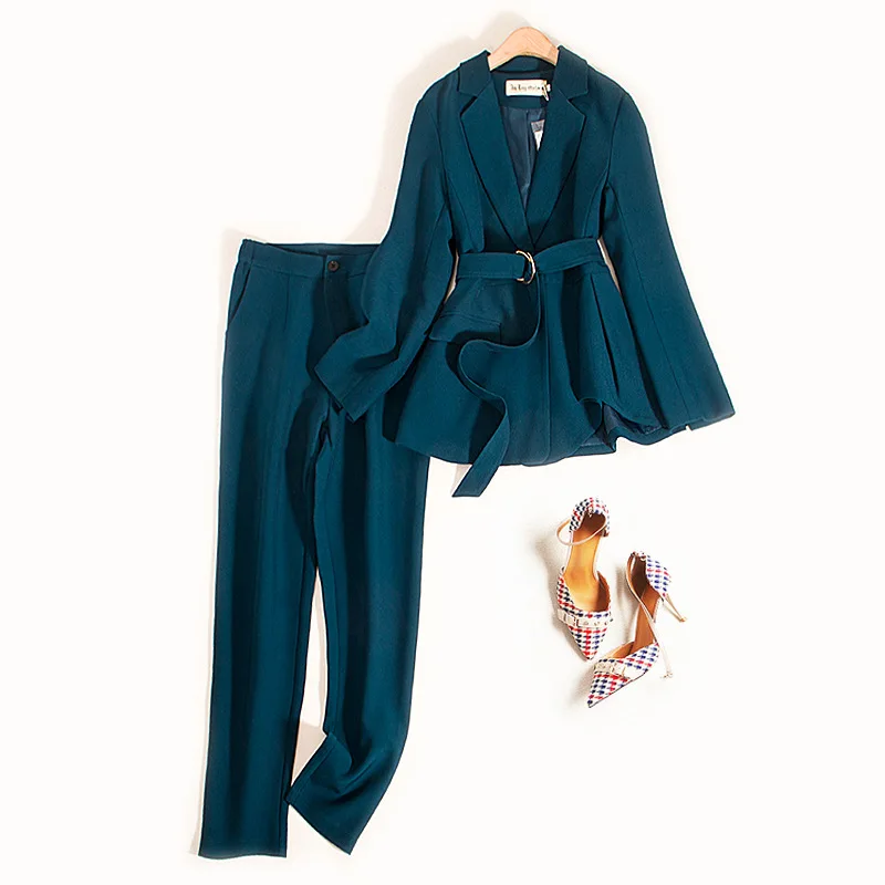 

Suit female 2020 spring and autumn new goddess fan small suit jacket two-piece suit solid color wild loose thin women's clothing