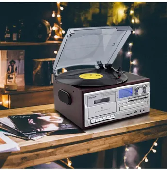 

LoopTone 3 Speed Bluetooth Vinyl Record Player Vintage Turntable CD&Cassette Player AM/FM Radio USB Recorder Aux-in RCA Line-out