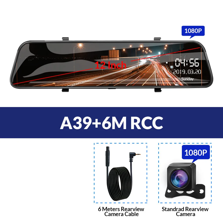 A39-6M RCC E-ACE ADAS 4G 1" ips Автомобильный видеорегистратор Камера Зеркало видеорегистратор Full HD 1080 зеркало заднего вида Android WiFi gps - Название цвета: A39-6M RCC