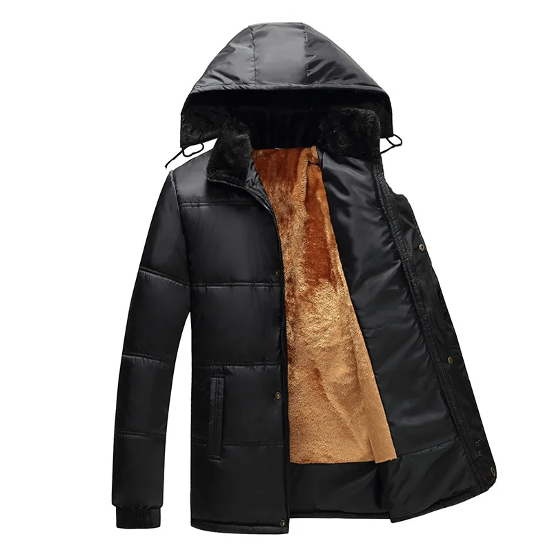 Прямая зимняя куртка для мужчин-20 градусов утепленные парки пальто с капюшоном флисовые мужские куртки Женский жакет Masculina - Цвет: A005-Gold