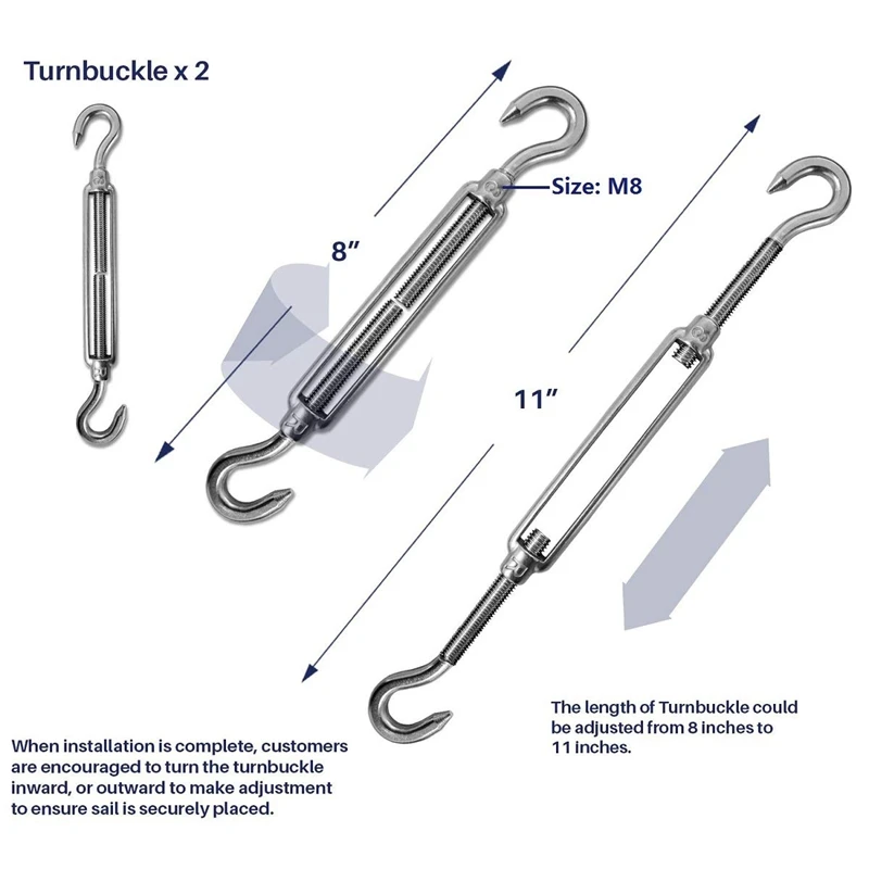 304 нержавеющая сталь M8 сверхмощный солнцезащитный тент парус крепежный комплект тройной угол сад патио навес Солнцезащитная фурнитура