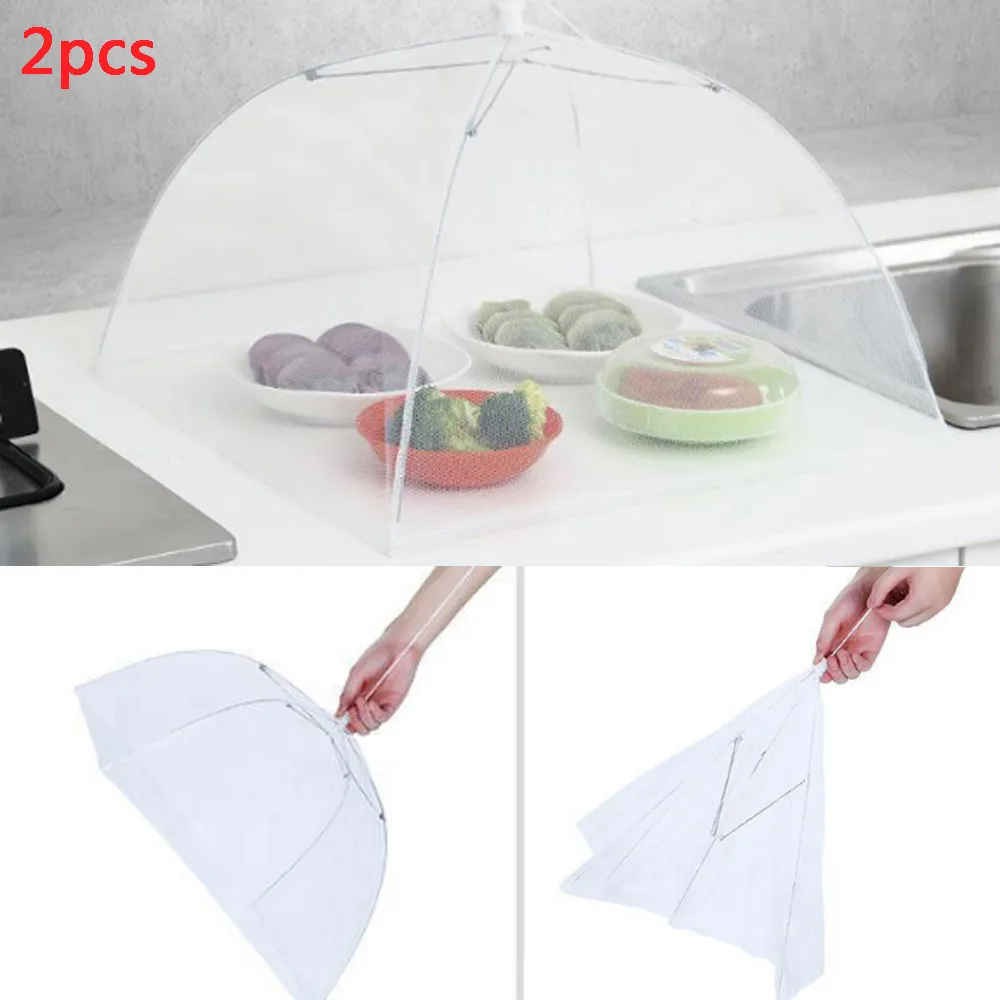 

2pcs/set Mesh Washable For Picnic/BBQ Kitchen Keep Out Flies, Bugs, Mosquitos Dish Cover Dust-Proof -Up Reusable Food Cover