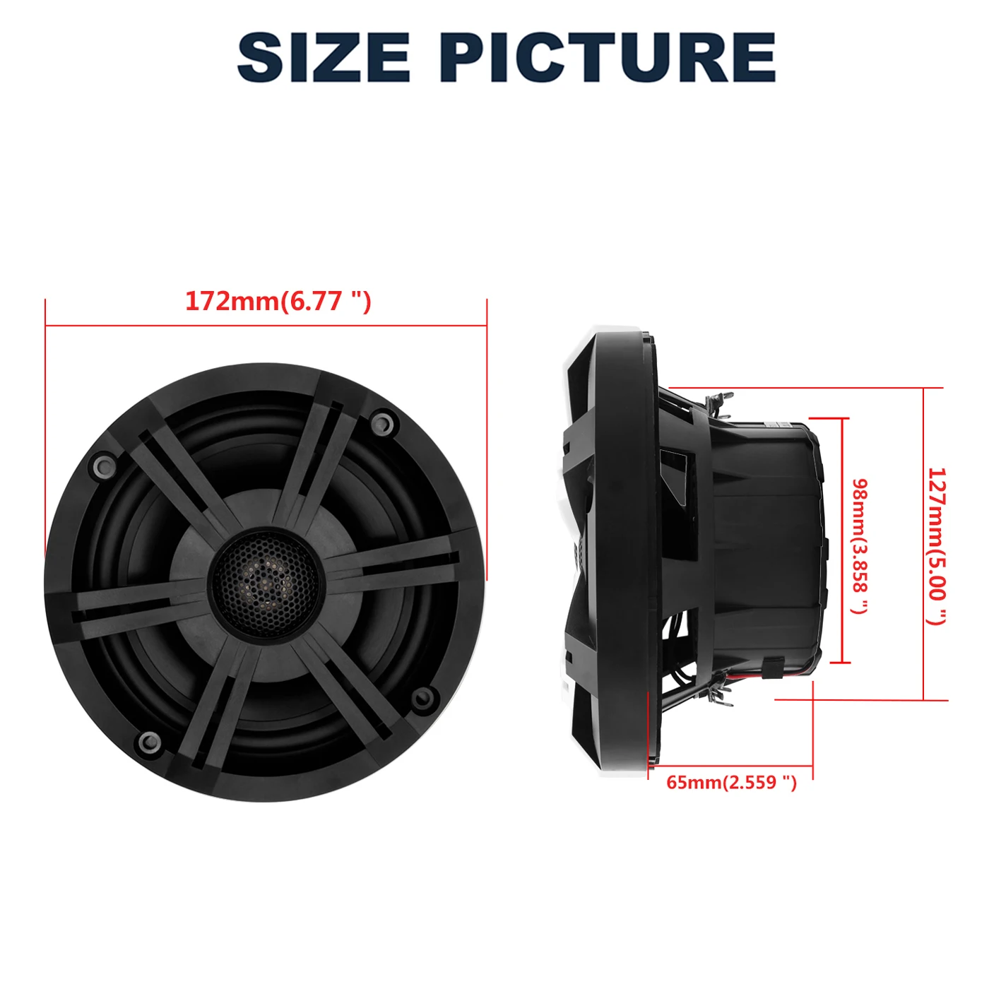 6.5inch 2-Way Coaxial Marine Speakers 240W Waterproof Stereo System Black Outdoor Speaker For ATV Golf Cart Boat Yacht Bathroom