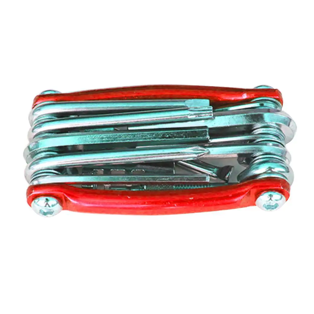 cheap 11in 1 Multi function Bicycle Repair Tool Set 187g Red, Golden, Blue, Black T25