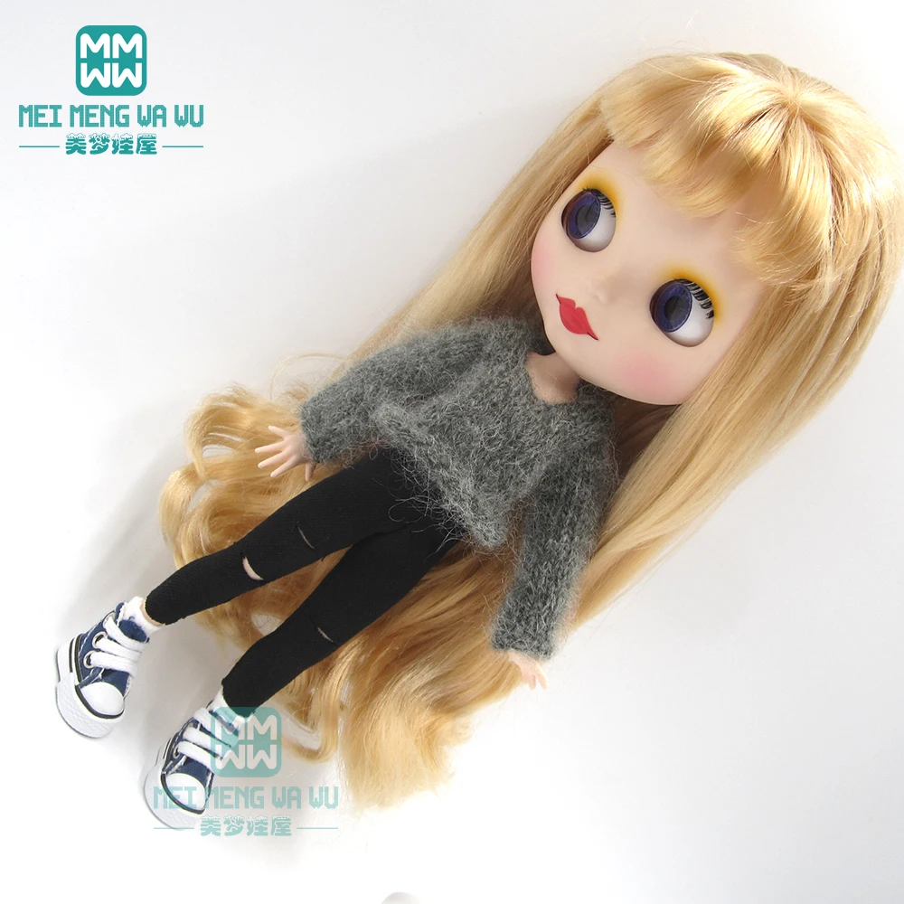 1 шт. одежда Blyth Doll модная футболка черно-белая клетчатая юбка для Blyth Azone OB23 OB24 кукла 1/6 аксессуары