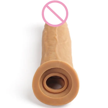 21cm Thicken Condom Big Penis Extender Sleeve High Elasticity Cock Ring Delay Ejaculation Intimate Goods Sex Toys For Men 3