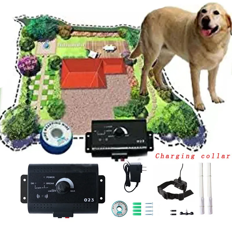 Заряжаемый ошейник для собак, электронное устройство для обучения, зарытое электрическое ограждение для собак, система безопасности 023, электрический забор для домашних животных