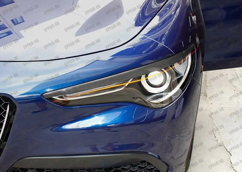 

Carbon Fiber Headlight Eyelids Eyebrows for 2016-2018 Alfa Romeo Stelvio 949