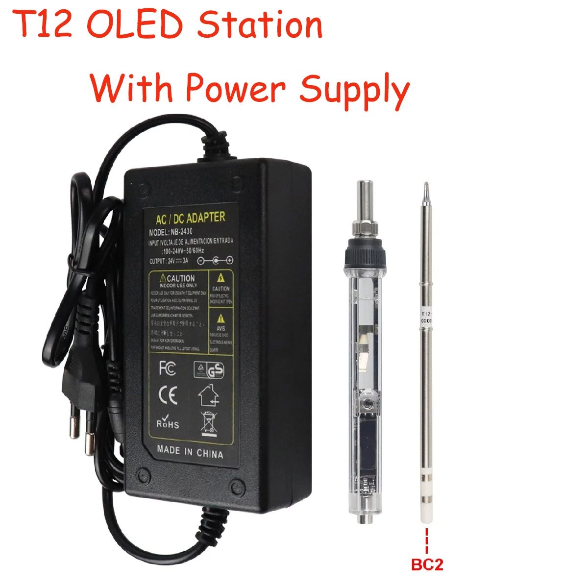 OLED T12 75W Mini Electric Soldering Iron Adjustable Temperature Portable Solder Welding Station K Tip w/ power supply not SH72 |