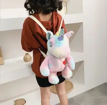 

Cute Kids Girls Unicorn Backpack Shoulder Bag Soft Plush Backbag Women Travel Bags Student School Book Bag Kids Gift